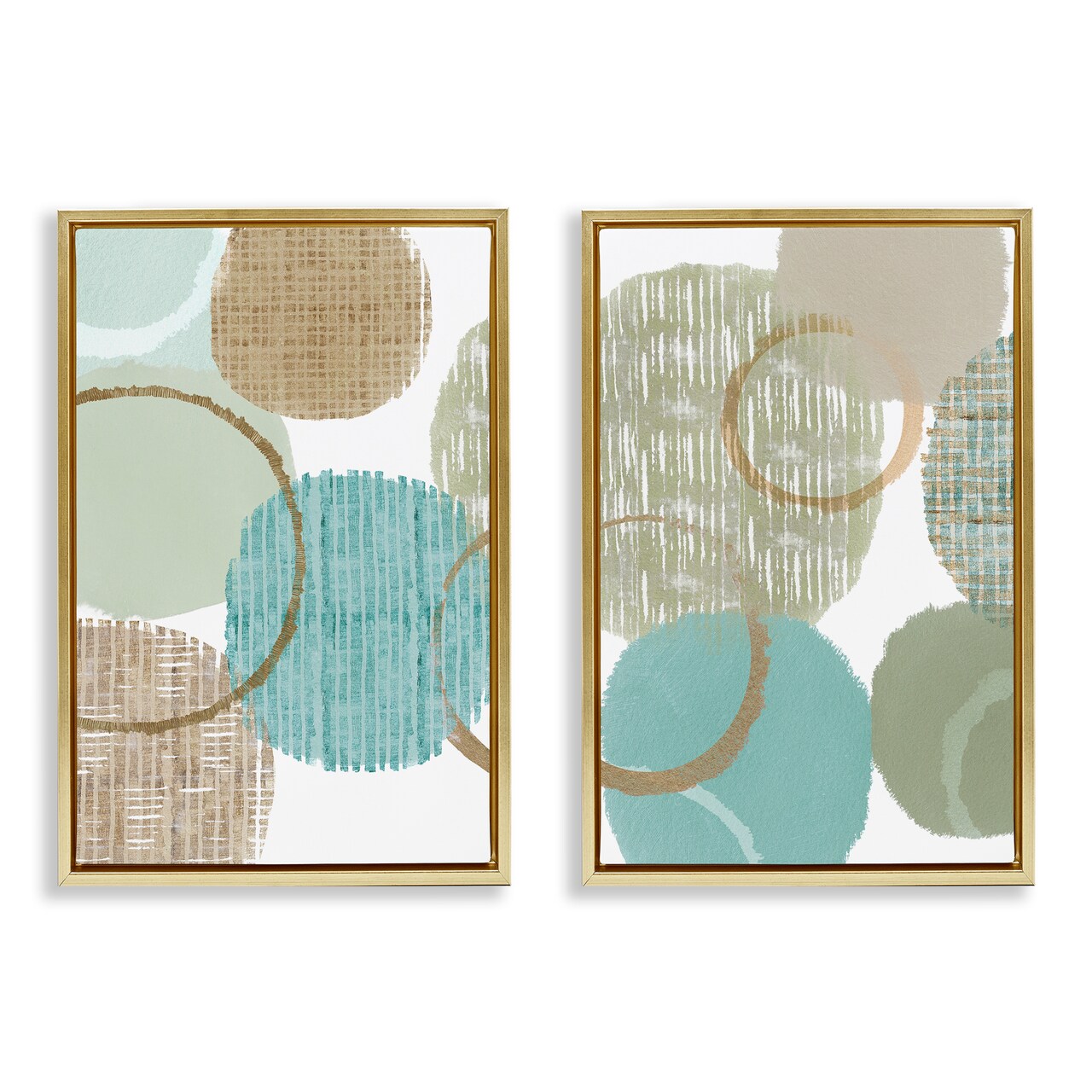 Stupell Industries Textured Layered Aqua Circles 2 pc Framed Floater Canvas Wall Art Set Design by Flora Kouta